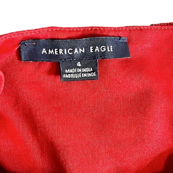 American Eagle Boho Cottagecore Red Floral Jumpsuit Flare Ruffle Leg Women Sz 4 - Picture 12 of 16